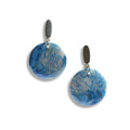 Blue horizon marbled drop earrings with stainless steel studs
