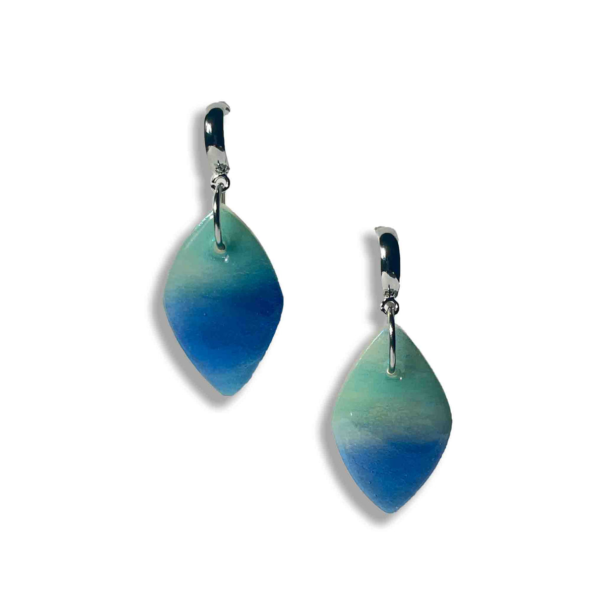Blue horizon aqua ombré huggie hoop drop earrings