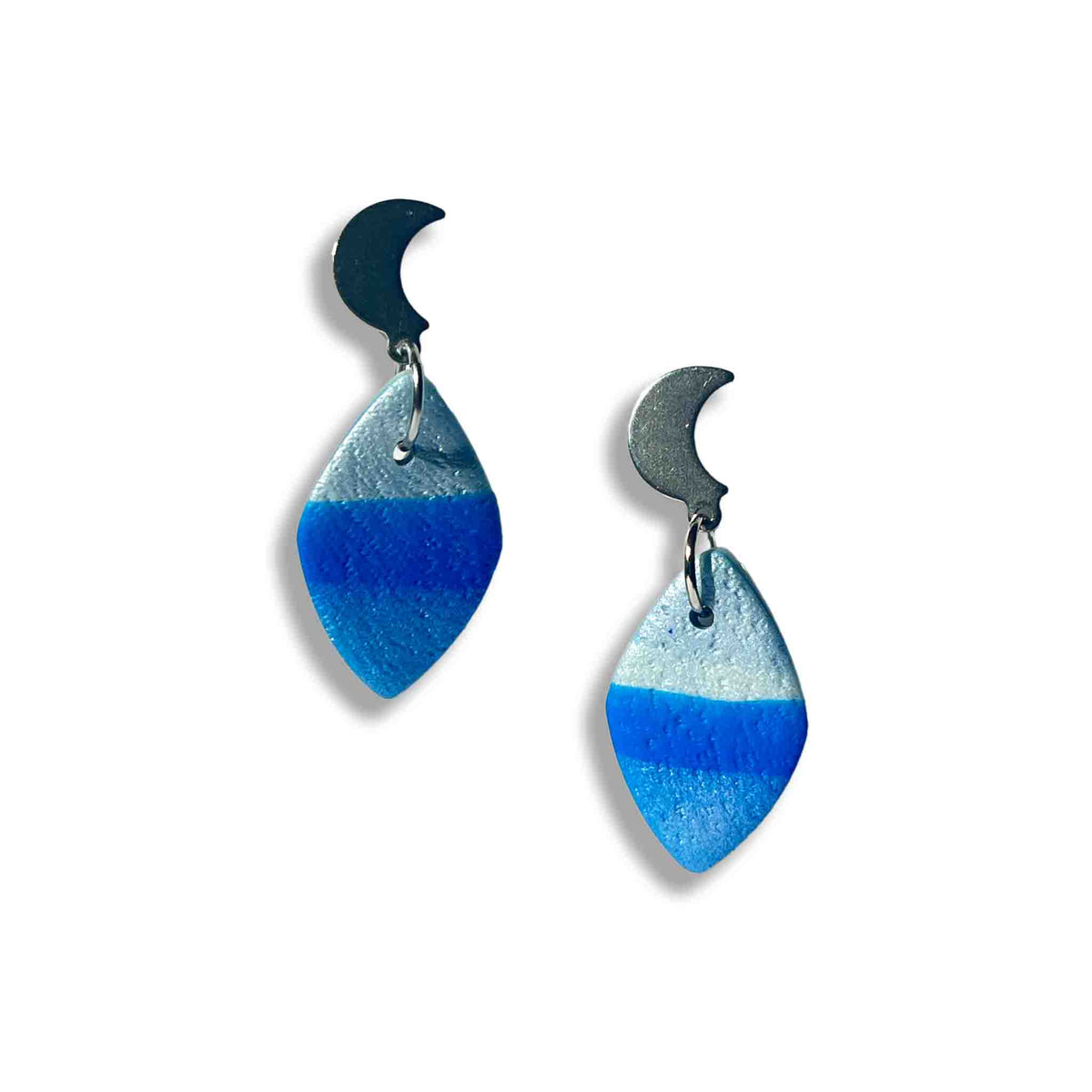 Blue horizon moon drop earrings