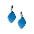 Blue horizon leaf huggie hoop drop earrings