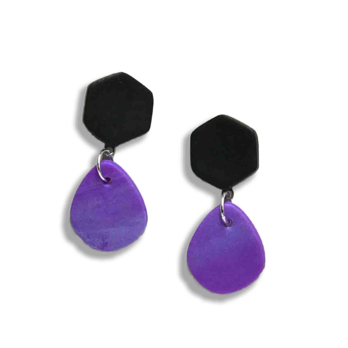 Daydream violet and black drop earrings
