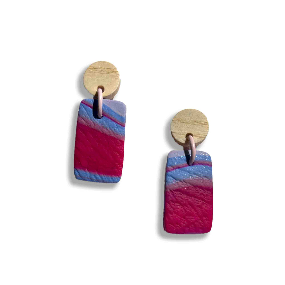 Daydream pink and blue abstract drop earrings