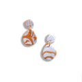 Earth honey marble effect earrings with white textured studs