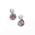 Earth marble effect earrings with white textured studs