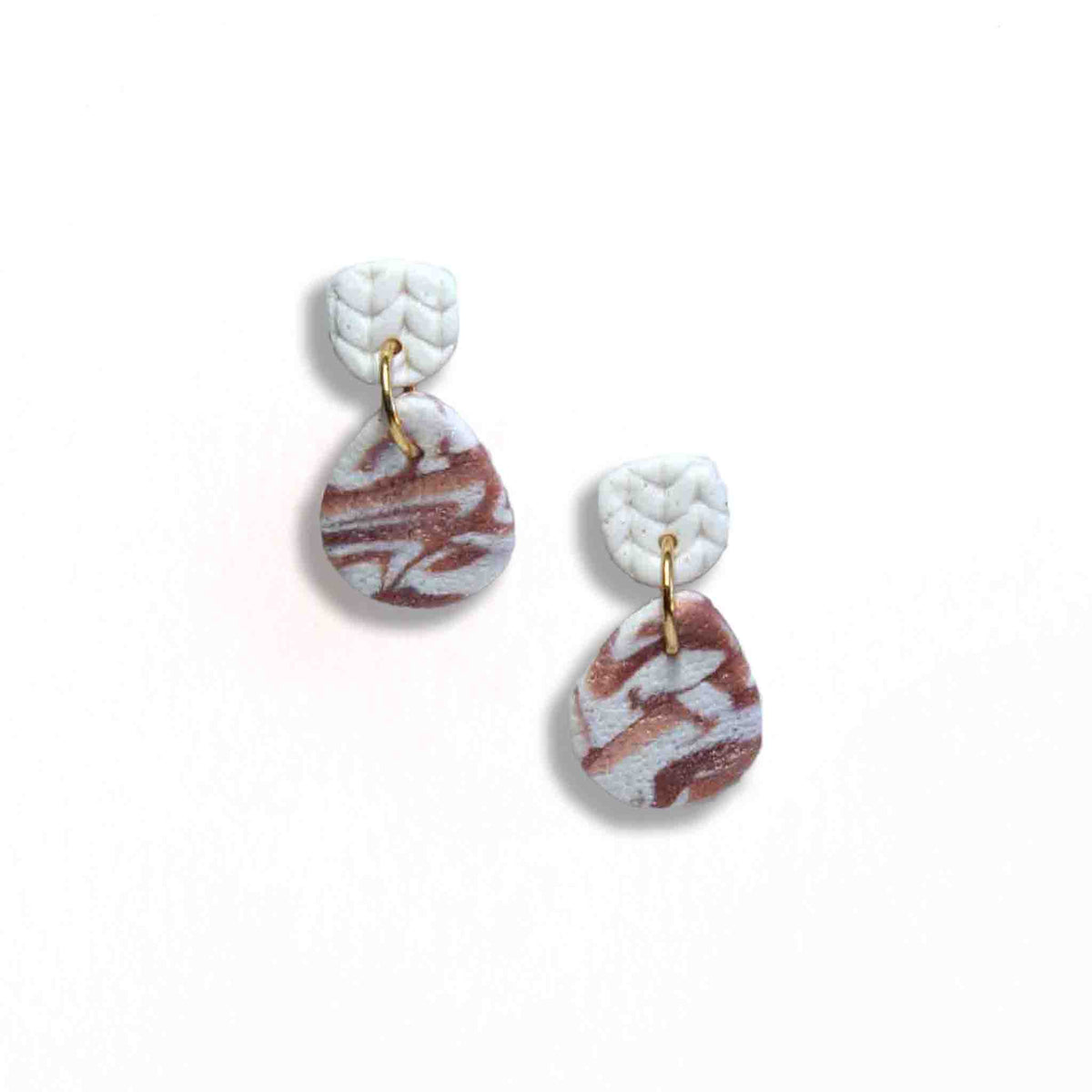 Earth marble effect earrings with white textured studs