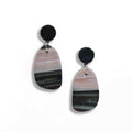 Earth stone dangle earrings with black round stud