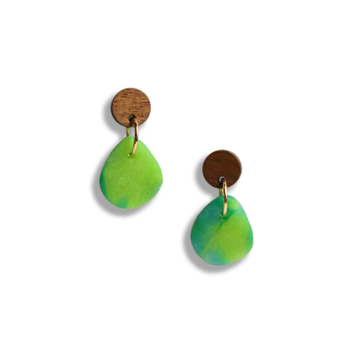 Earth vibrant dangle earrings with wooden studs