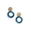 Earth ocean blue and green open hoops with wooden studs