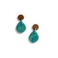 Earth Ocean drop earrings with wooden studs