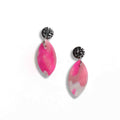 Pretty in pink dangle earrings with stainless steel stud