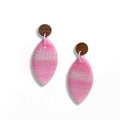 Pretty in pink dangle earrings with wooden stud