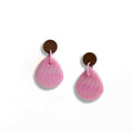 Pretty in pink dangle earrings with wooden studs