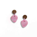 Pretty in pink pearlescent drop earrings with wooden stud