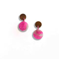 Pretty in pink round drop earrings with wooden stud