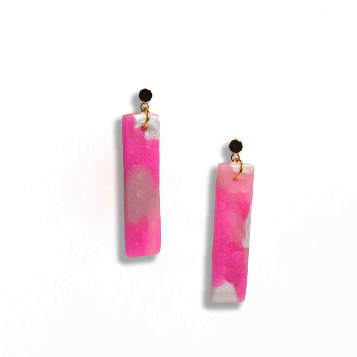 Pretty in pink gold stud dangle earrings