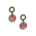Pink glitter resin drop hoop earrings
