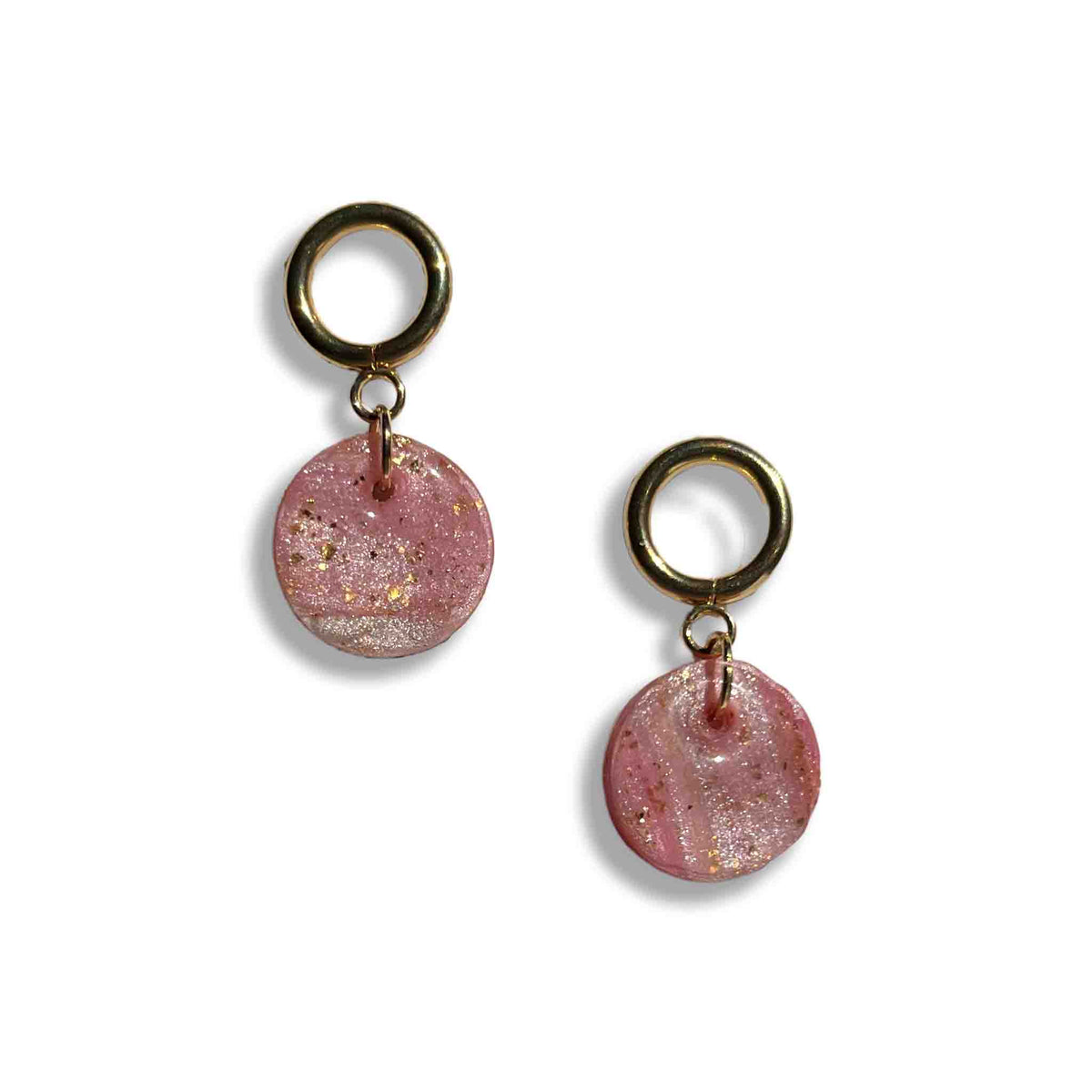 Pink glitter resin drop hoop earrings