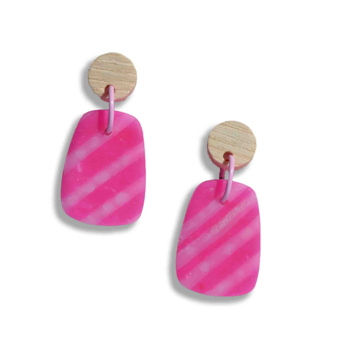 Pretty in pink stripy drop earrings