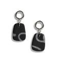 Raven & rose black and white abstract drop earrings