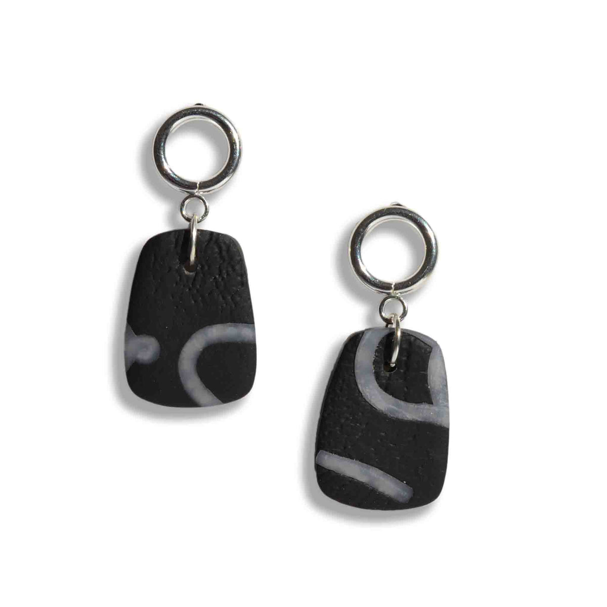 Raven & rose black and white abstract drop earrings
