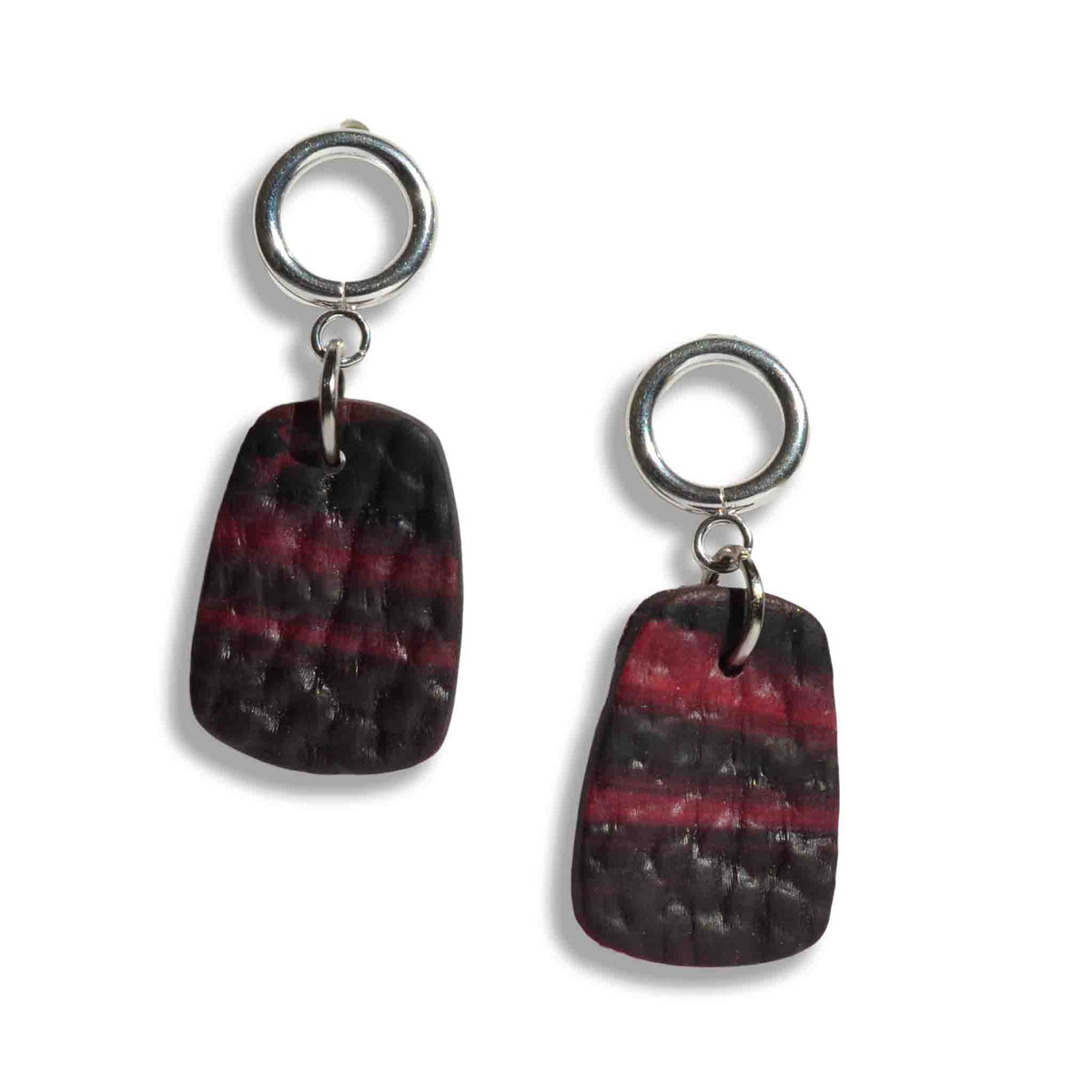Raven and rose abstract textured drop earrings