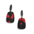 Raven and rose red and black drop earrings
