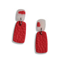 Red and white textured terrazzo drop earrings