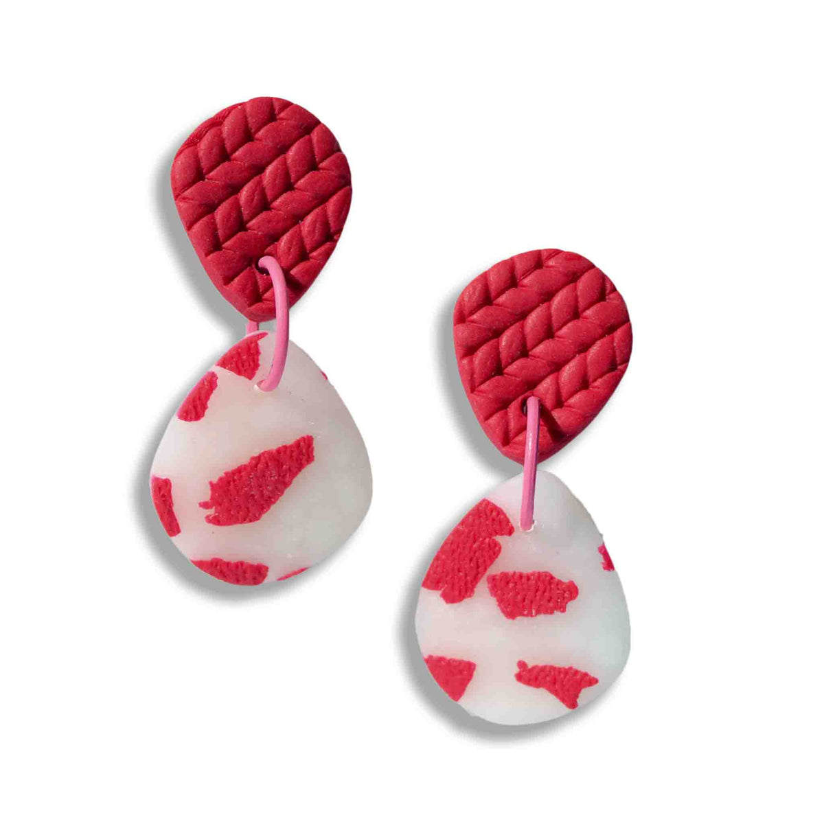 Textured red terrazzo drop earrings
