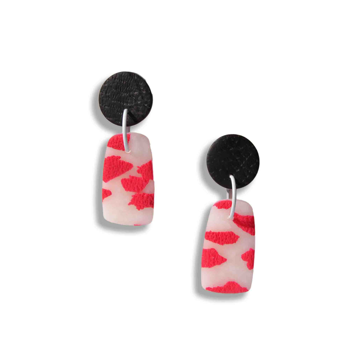 White and berry abstract terrazzo drop earrings