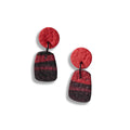 Red and black textured drop earrings