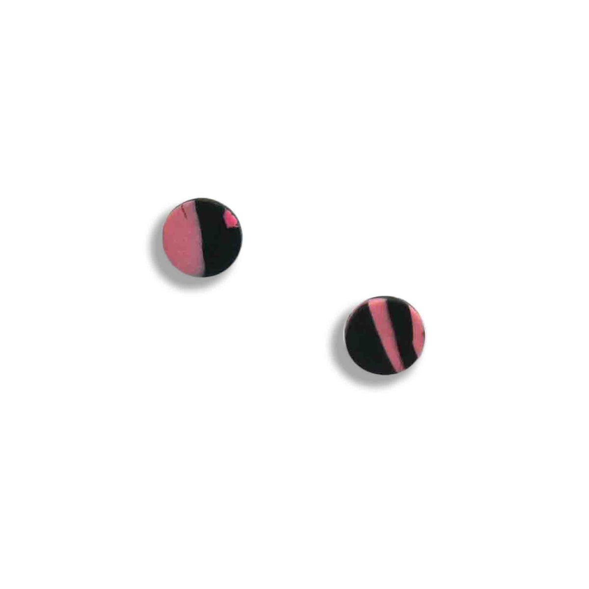 Abstract stud earrings, pink and black