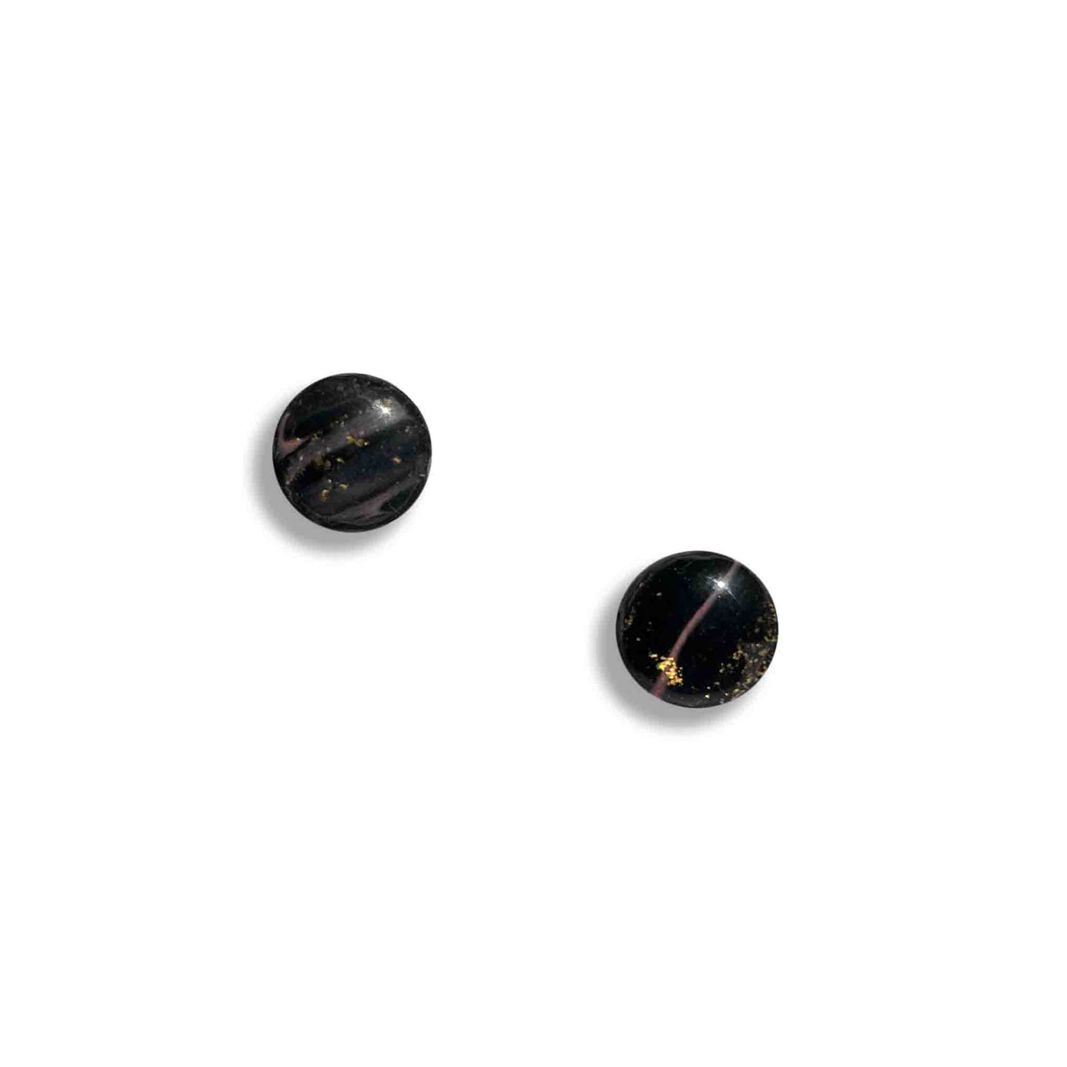 Stud earrings in black gold and pink