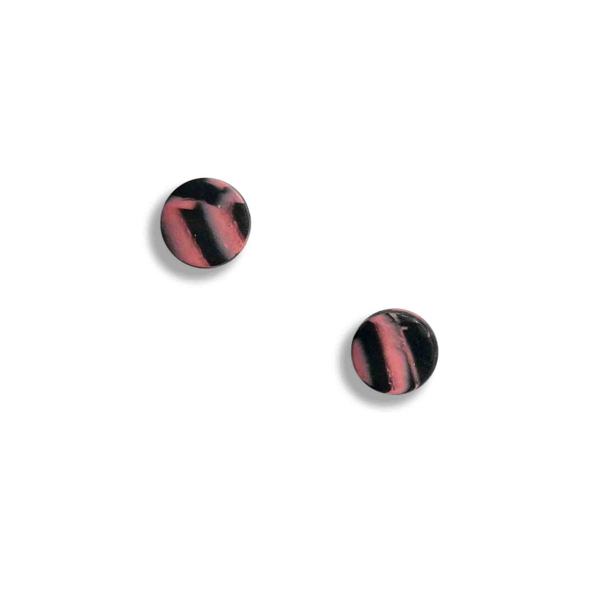 Black and pink marble stud earrings