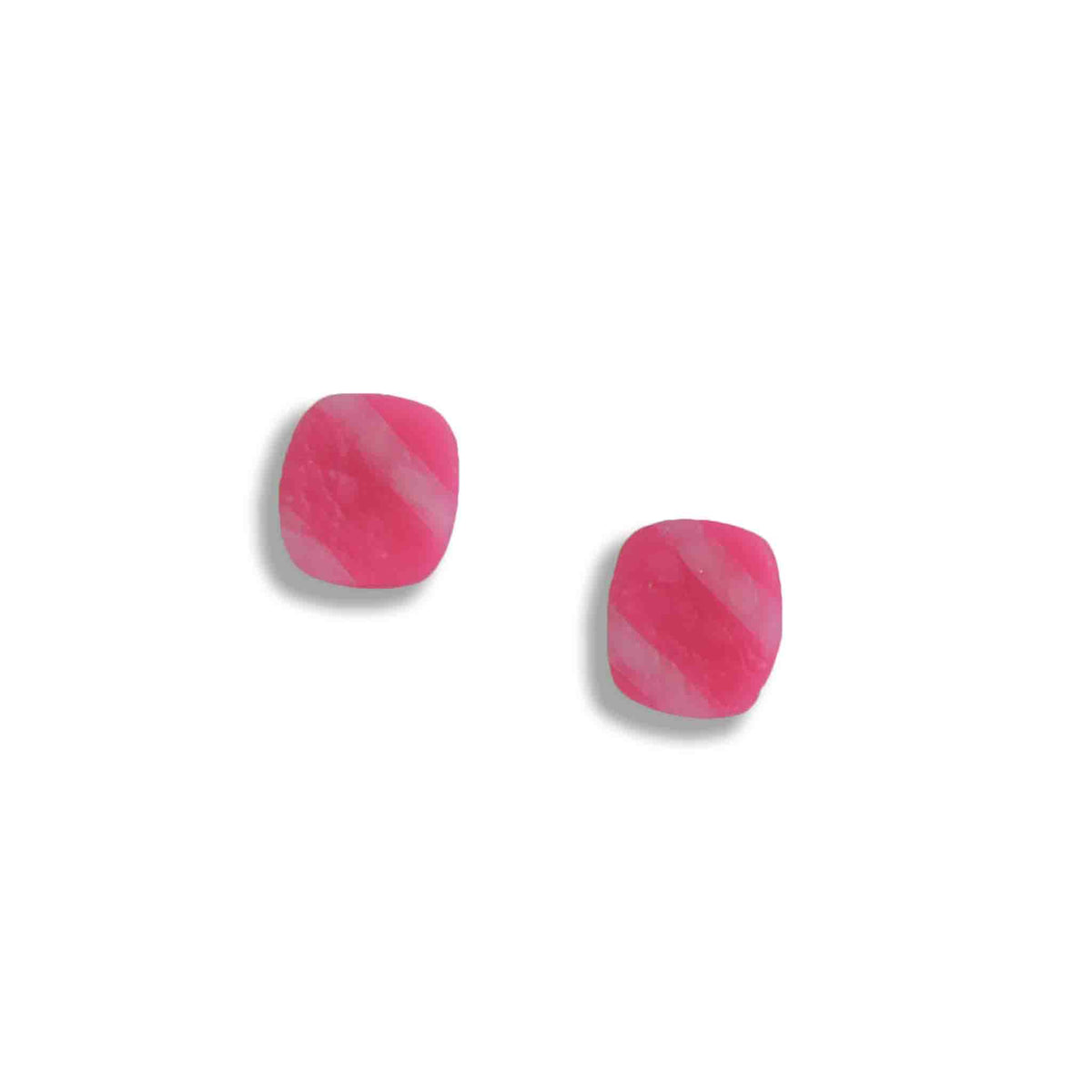 Pink stripe stud earrings