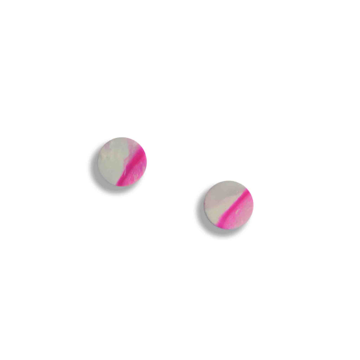 Pink and white marble stud earrings