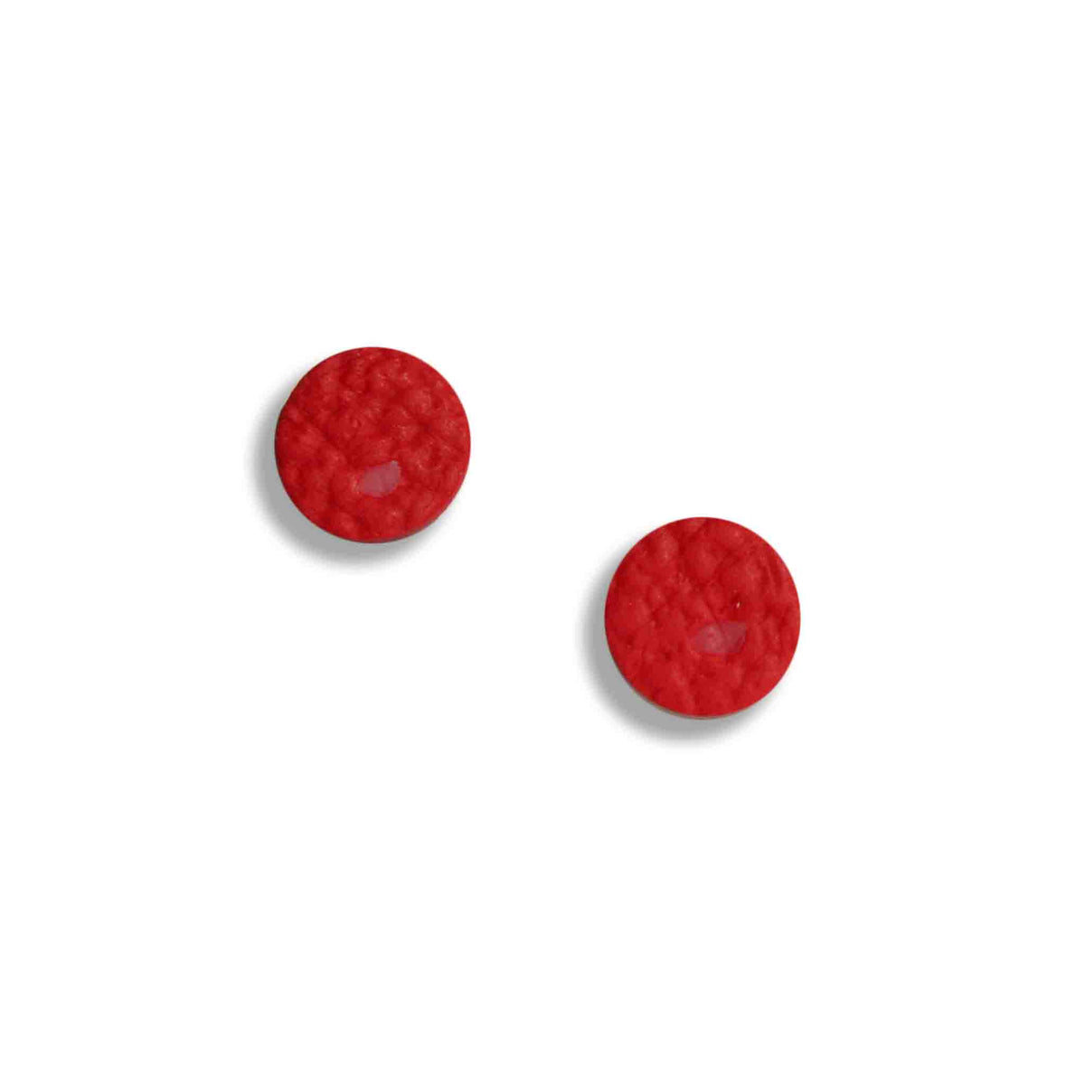 Red textured stud earrings