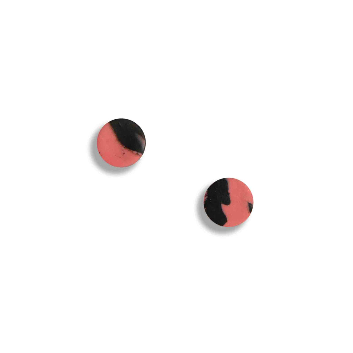 Blush pink and black abstract stud earrings
