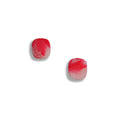 Red and white square stud earrings