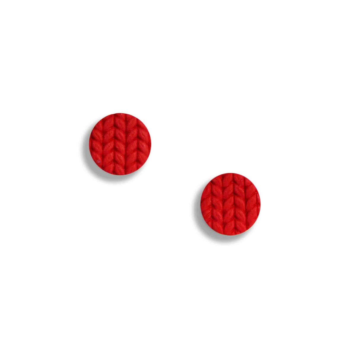 Textured red stud earrings
