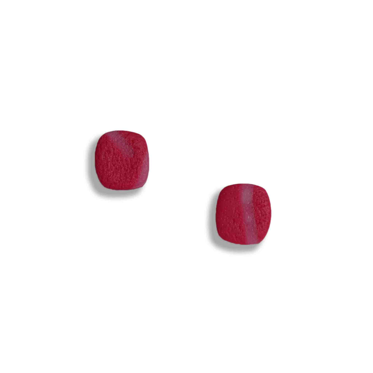 Red square stud earrings