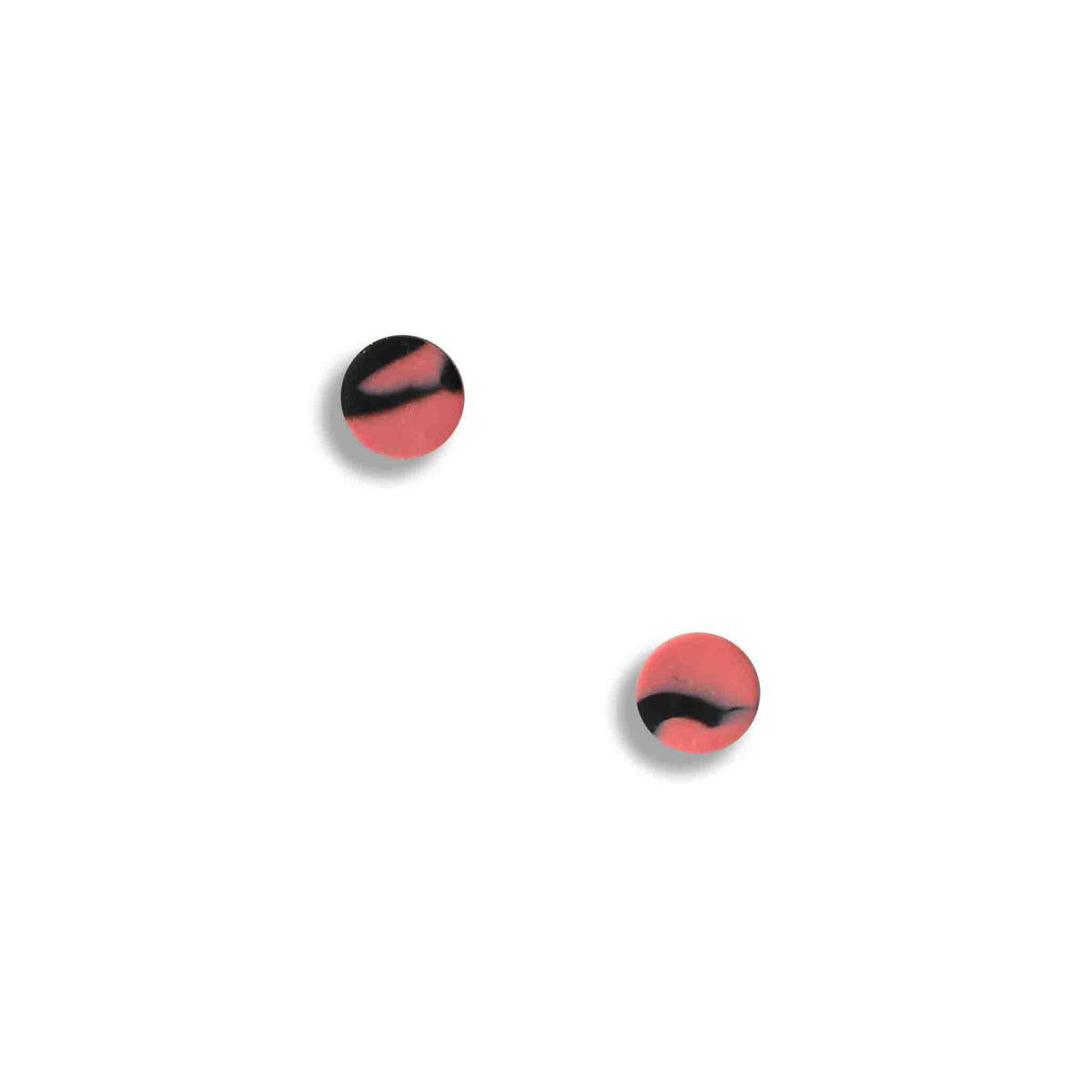Bright pink and black marbled stud earrings