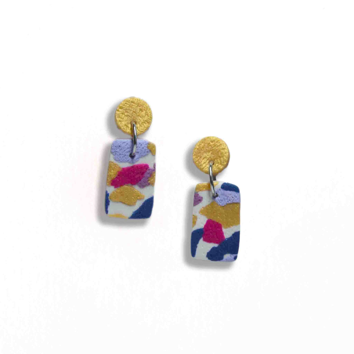 Terrazzo earrings gold stud dangles