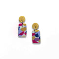 Terrazzo dangle polymer clay earrings gold studs