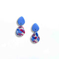 Terrazzo dangle earrings baby blue teardrop stud