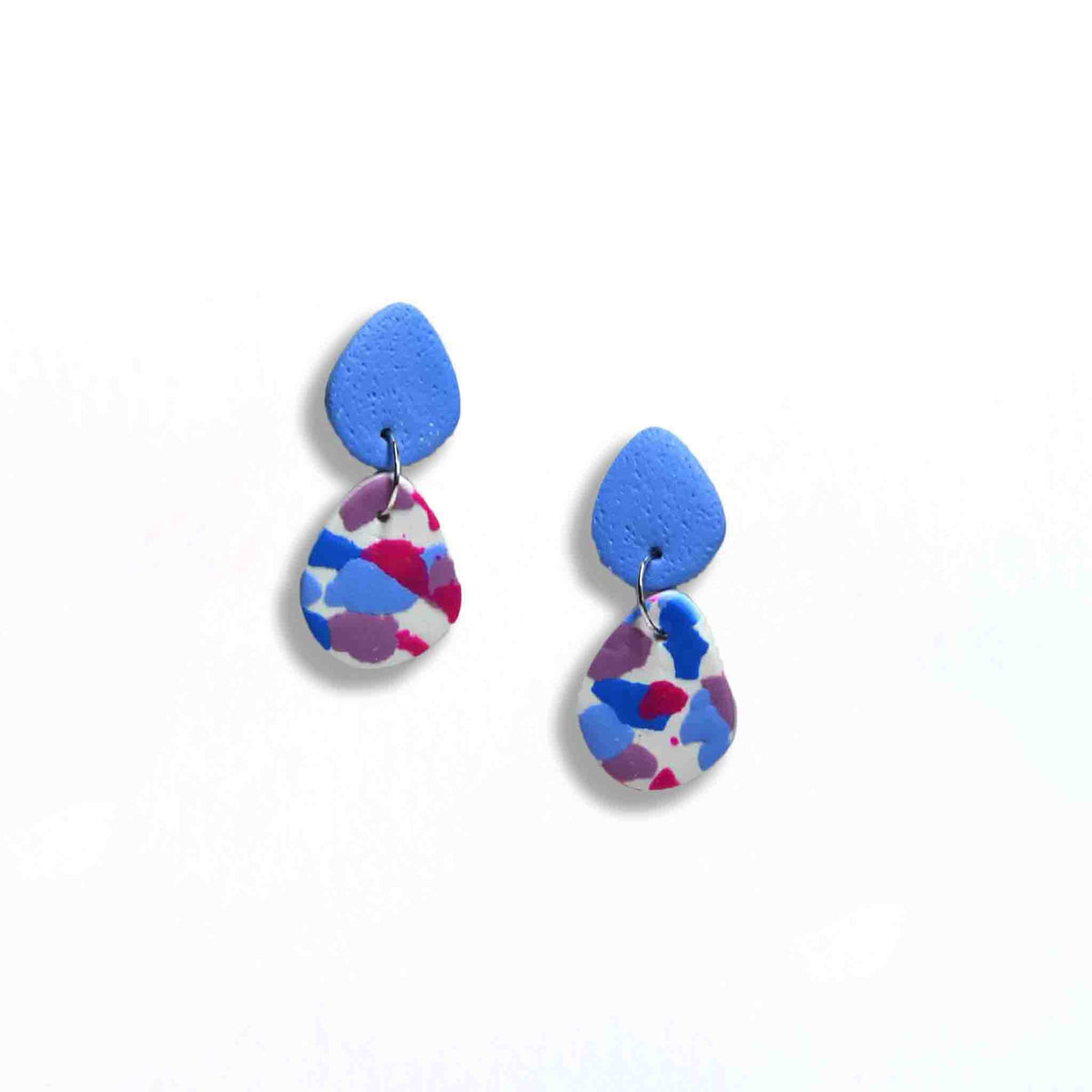 Terrazzo dangle earrings baby blue teardrop stud