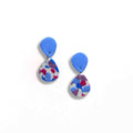 Terrazzo dangle earrings baby blue stud