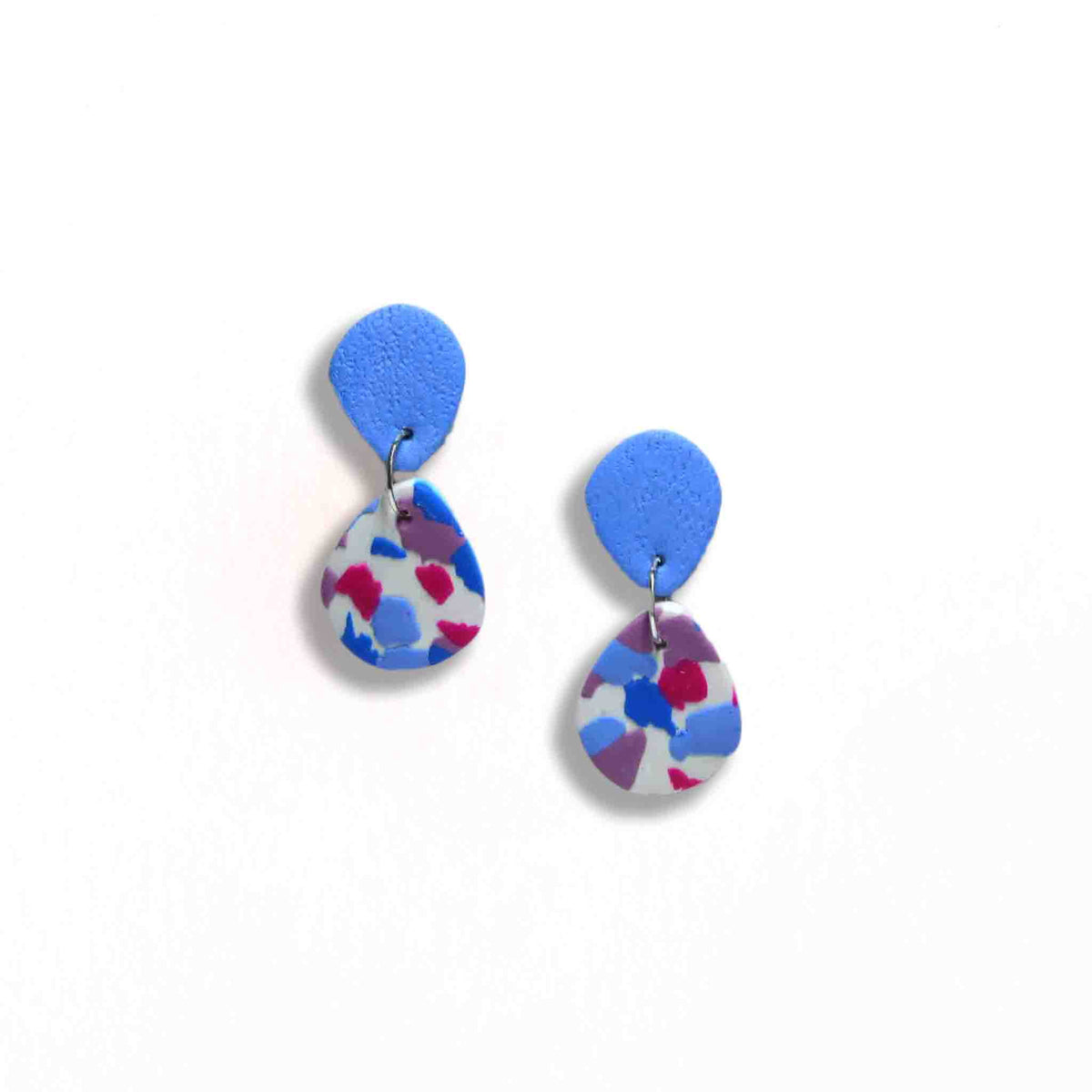 Terrazzo dangle earrings baby blue stud