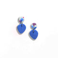 White terrazzo stud earrings with baby blue teardrop charm