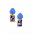 Terrazzo earrings with teardrop baby blue studs