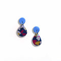 Terrazzo pop dangle earrings with baby blue stud